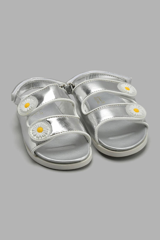 Redtag-Silver-Chunky-Starp-Sandal-Sandals-Girls-3 to 5 Years