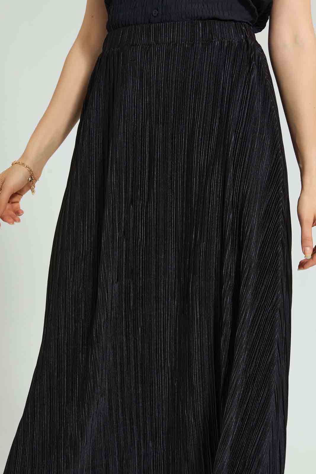Redtag-Black-Plisse-Maxi-Skirt-Skirts-Women's-