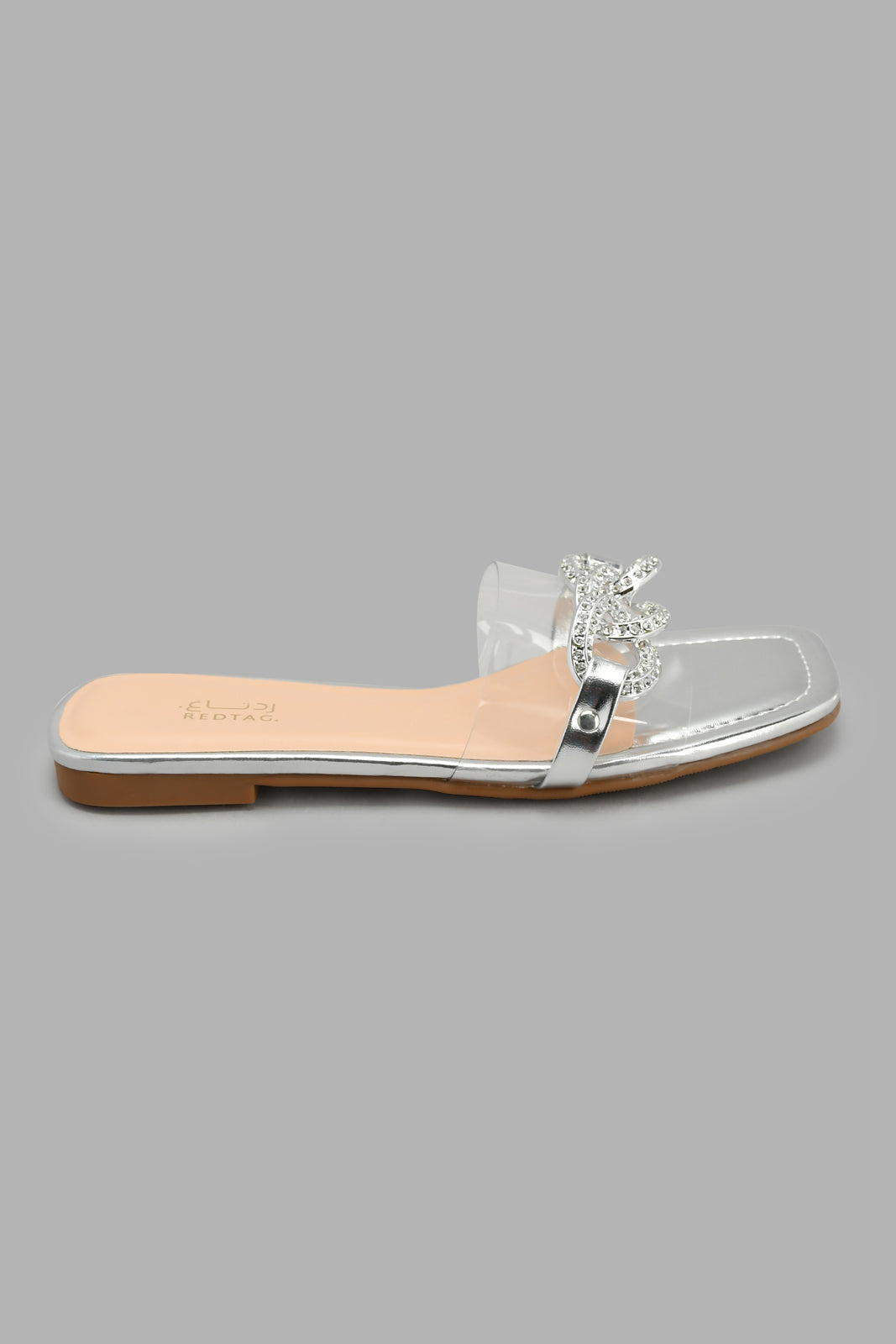 Redtag-Silver-Chain-Mule-On-Vinyl-Upper-Mules-Women's-