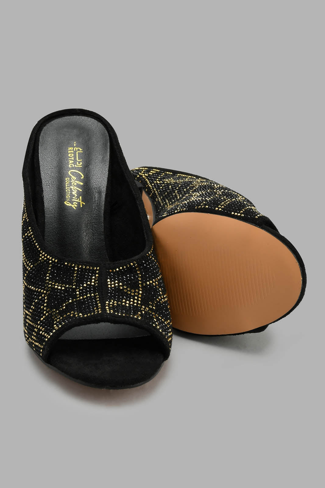 Redtag-Black-Embellished-Mule-Mules-Women's-