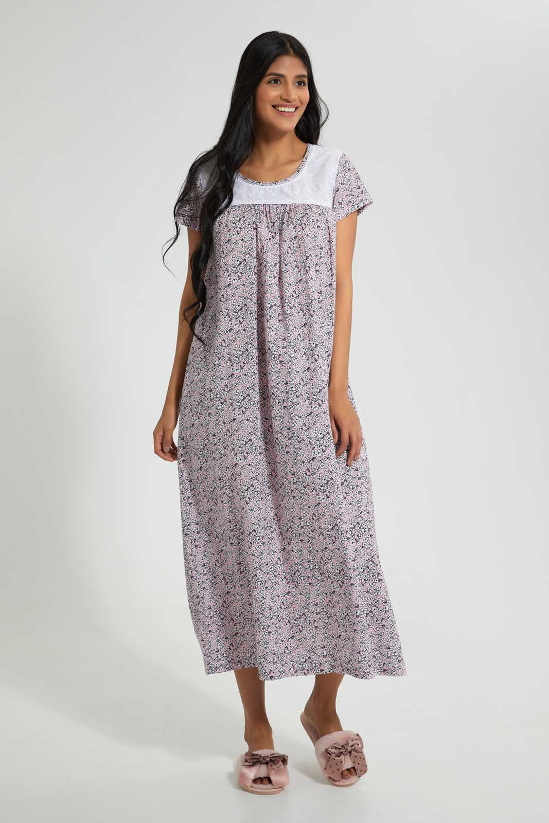 Redtag-Pale-Pink-Printed-Nightgown-Nightgowns-Women's-