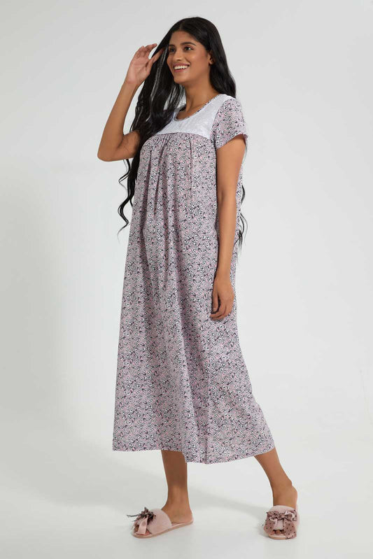 Redtag-Pale-Pink-Printed-Nightgown-Nightgowns-Women's-