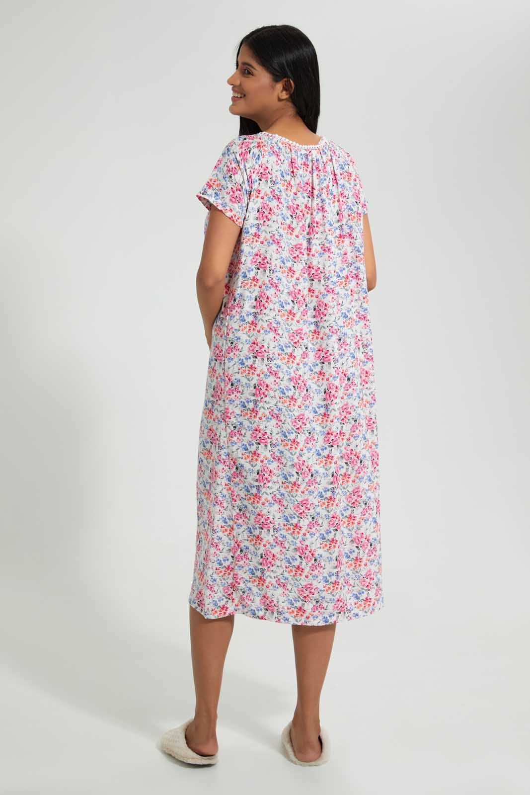 Redtag-Ivory-Floral-Printed-Nightgown-Nightgowns-Women's-