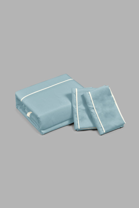 Redtag-Teal/Ivory-Reversible-3-Piece-Duvet-Cover-Set
-(King-Size)-Duvet-Covers-Home-Bedroom-