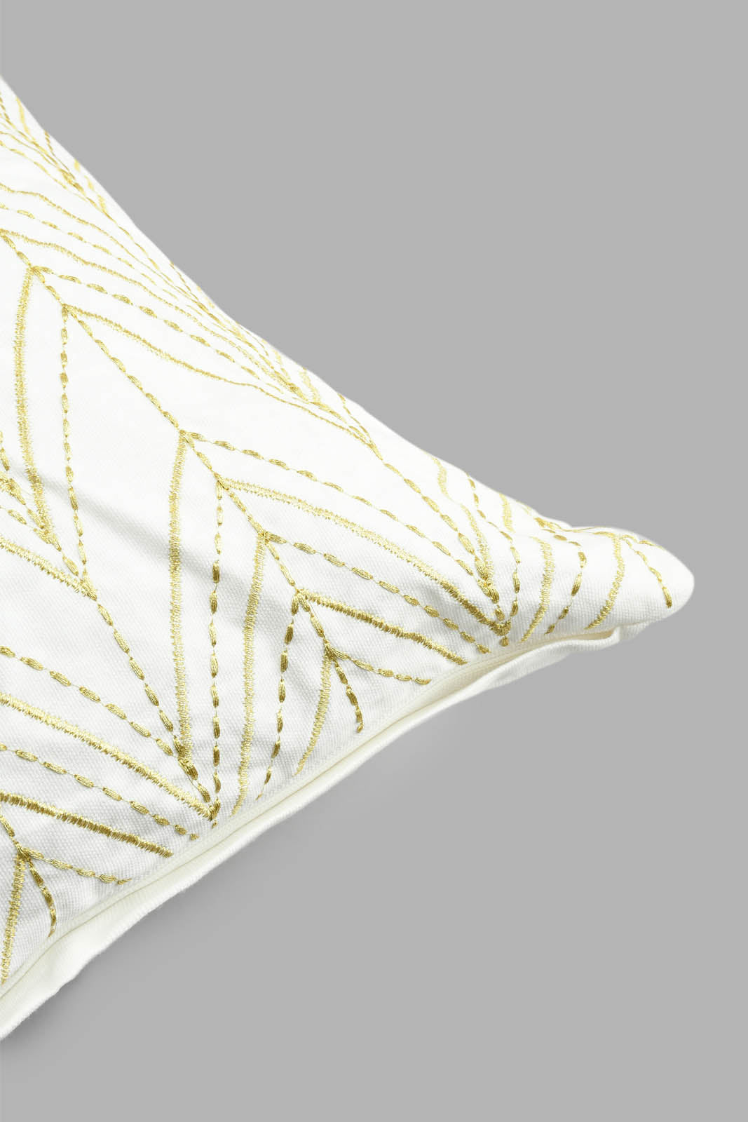 Redtag-Ivory/Gold-Embroided-Cushion-Cushions-Home-Bedroom-