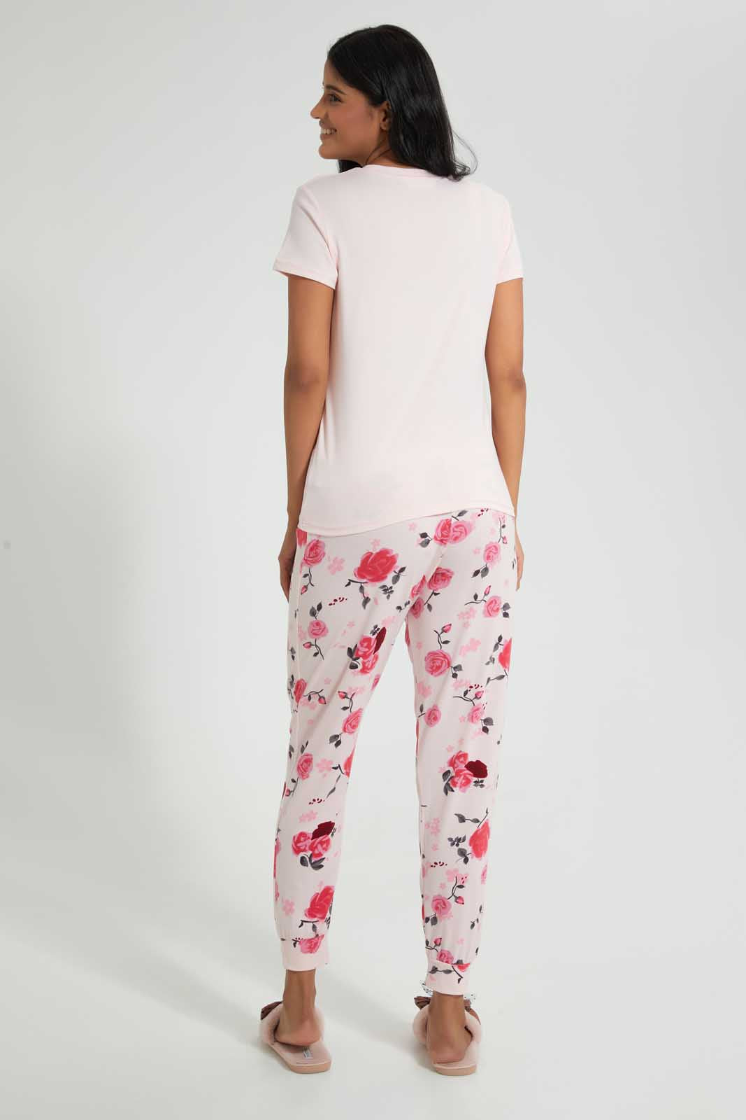 Redtag-Pale-Pink-Floral-Printed-Pyjama-Set-Pyjama-Sets-Women's-