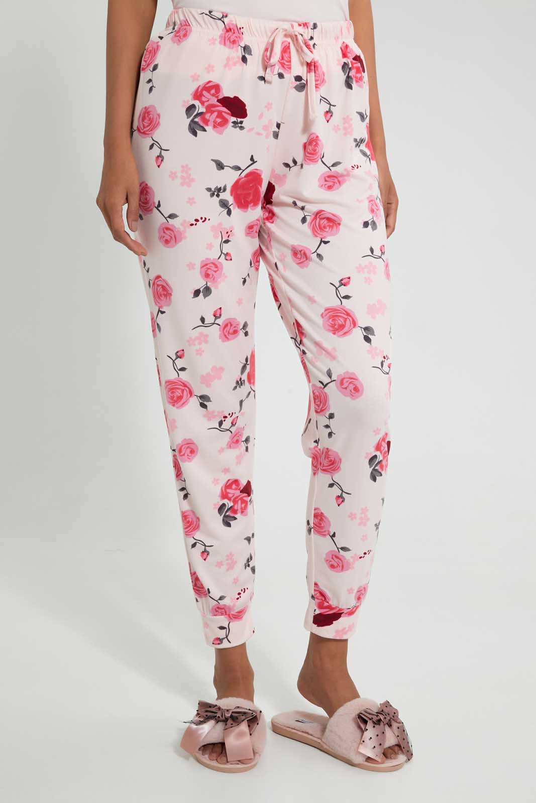 Redtag-Pale-Pink-Floral-Printed-Pyjama-Set-Pyjama-Sets-Women's-
