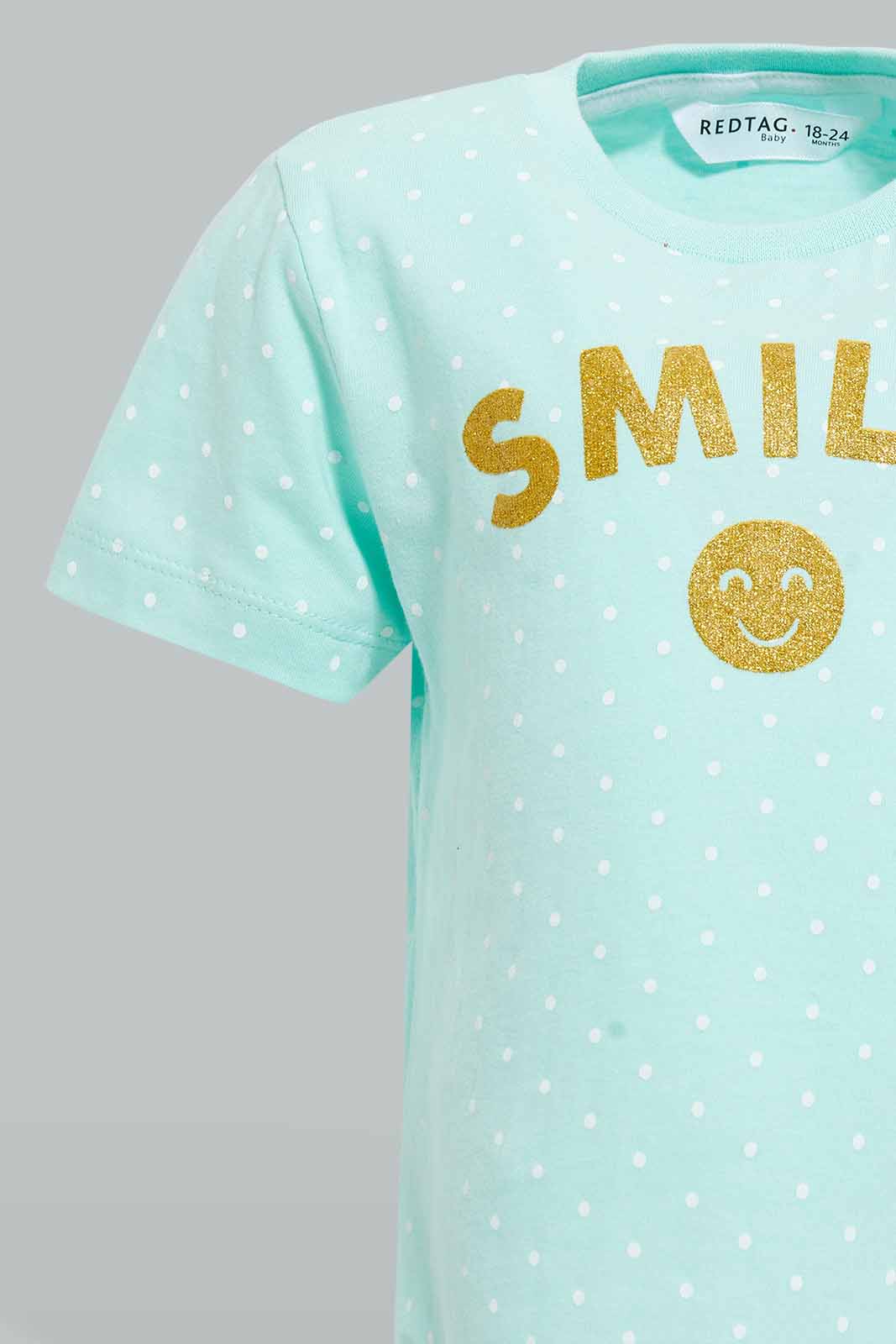 Redtag-Mint-Smile-Printed-Polka-Dot-Pyjama-Set-Pyjama-Sets-Infant-Girls-3 to 24 Months