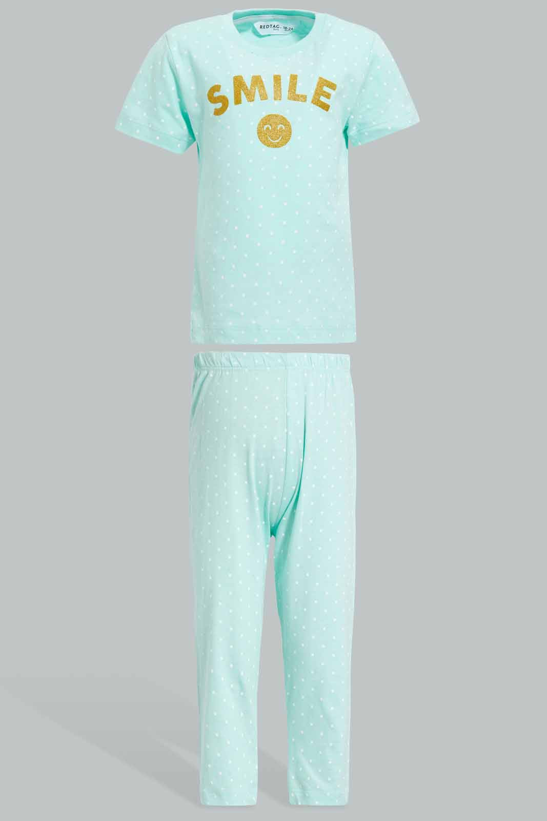 Redtag-Mint-Smile-Printed-Polka-Dot-Pyjama-Set-Pyjama-Sets-Infant-Girls-3 to 24 Months