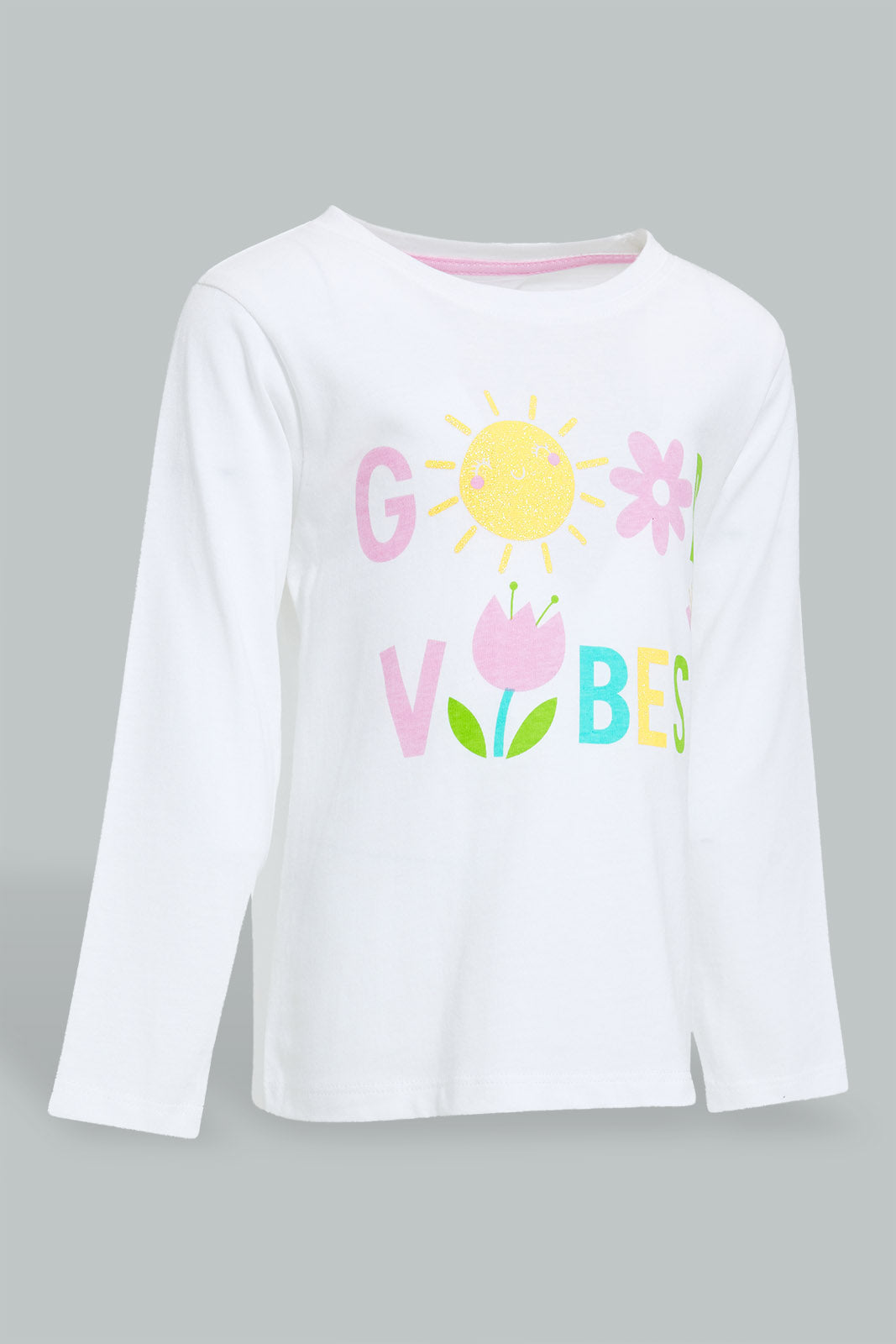 Redtag-White-Printed-T-Shirt-With-Printed-Pyjama-Set-Pyjama-Sets-Infant-Girls-3 to 24 Months