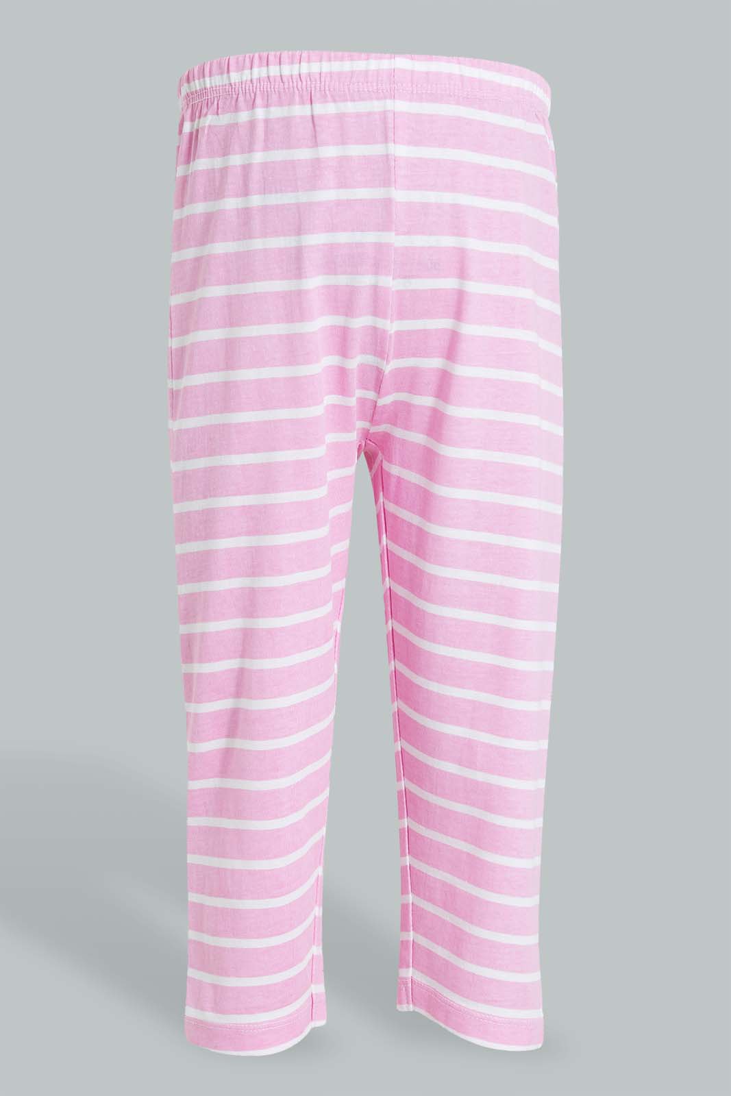 Redtag-White-Printed-T-Shirt-With-Printed-Pyjama-Set-Pyjama-Sets-Infant-Girls-3 to 24 Months