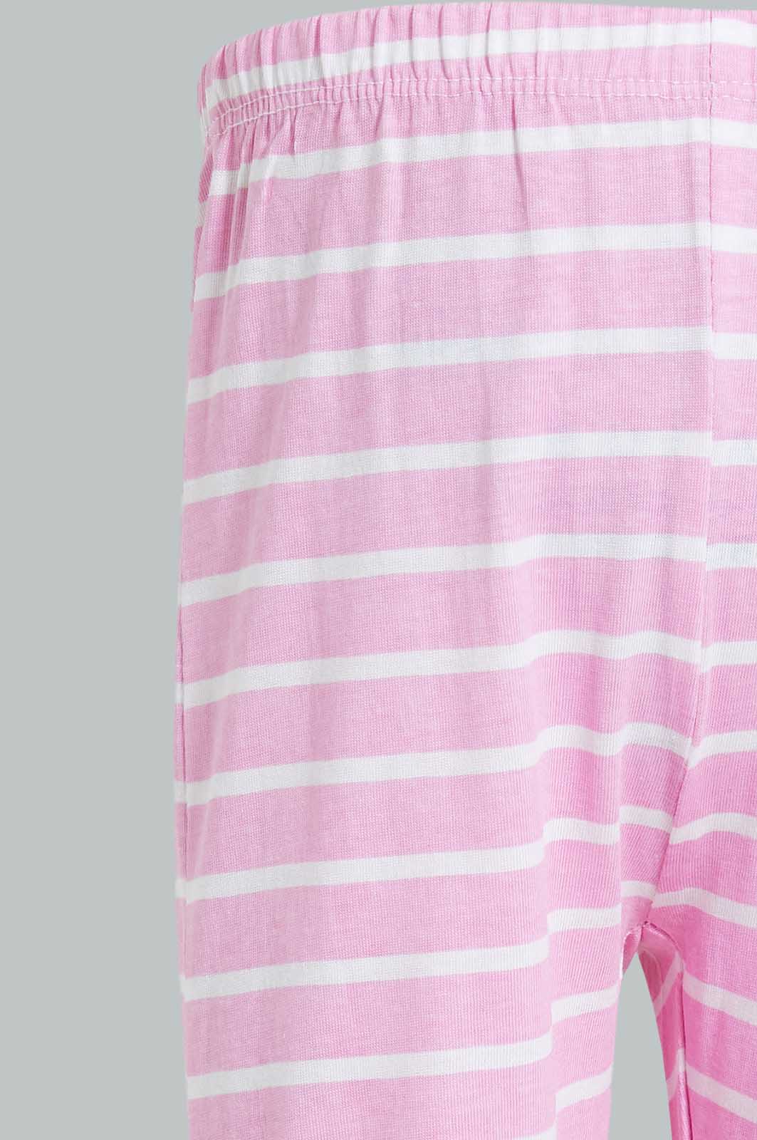 Redtag-White-Printed-T-Shirt-With-Printed-Pyjama-Set-Pyjama-Sets-Infant-Girls-3 to 24 Months