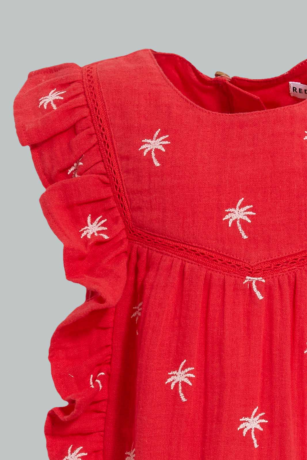 Redtag-Red-Embroideredroidered-Top-With-Side-Frills-Blouses-Infant-Girls-3 to 24 Months