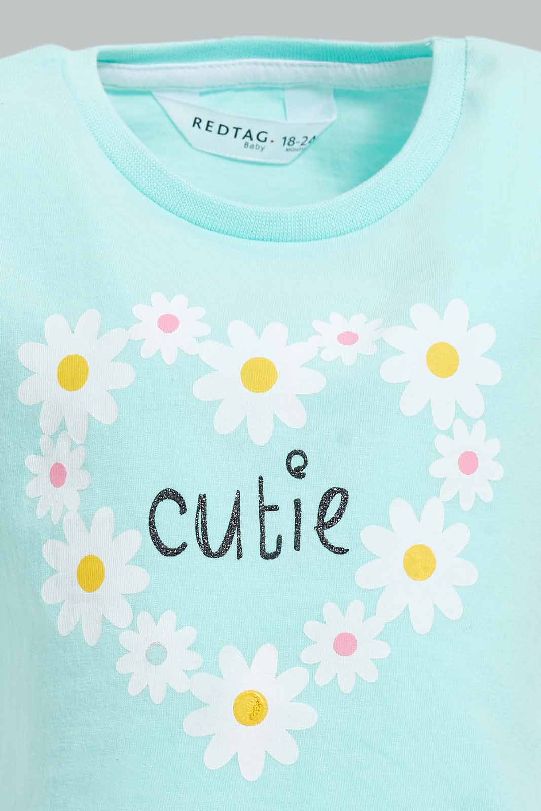 Redtag-Mint-Floral-Aop-Pyjama-Set-Pyjama-Sets-Infant-Girls-3 to 24 Months
