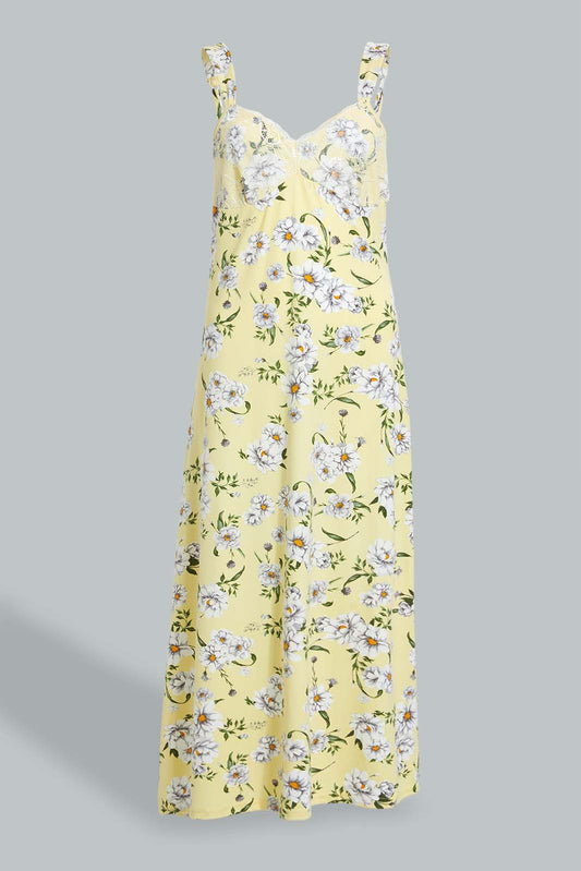 Redtag-Pale-Yellow-Floral-Printed-Chemise-Colour:Yellow,-Filter:Women's-Clothing,-New-In,-New-In-Women,-Non-Sale,-S22A,-Section:Women,-Women-Chemises-Women's-