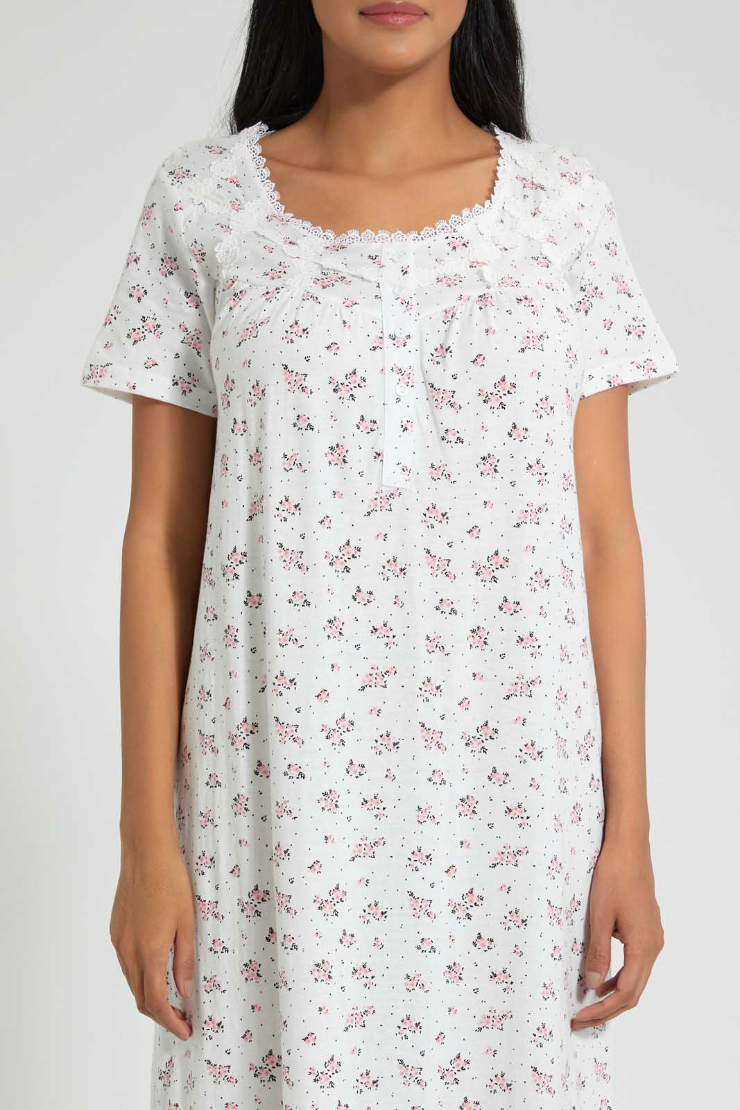 Redtag-Ivory-Floral-Printed-Nightgown-Nightgowns-Women's-