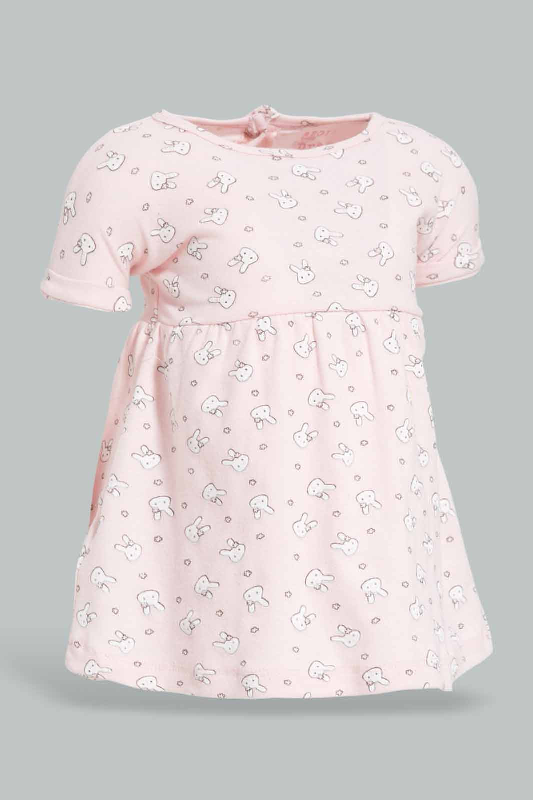 Redtag-Pink-Printed-Dress-APL,-Category:Dresses,-Colour:Apricot,-Deals:New-In,-Filter:Baby-(0-to-12-Mths),-NBG-Dresses,-New-In-NBG-APL,-Non-Sale,-PPE,-Section:Girls-(0-to-14Yrs),-W22O-Baby-0 to 12 Months