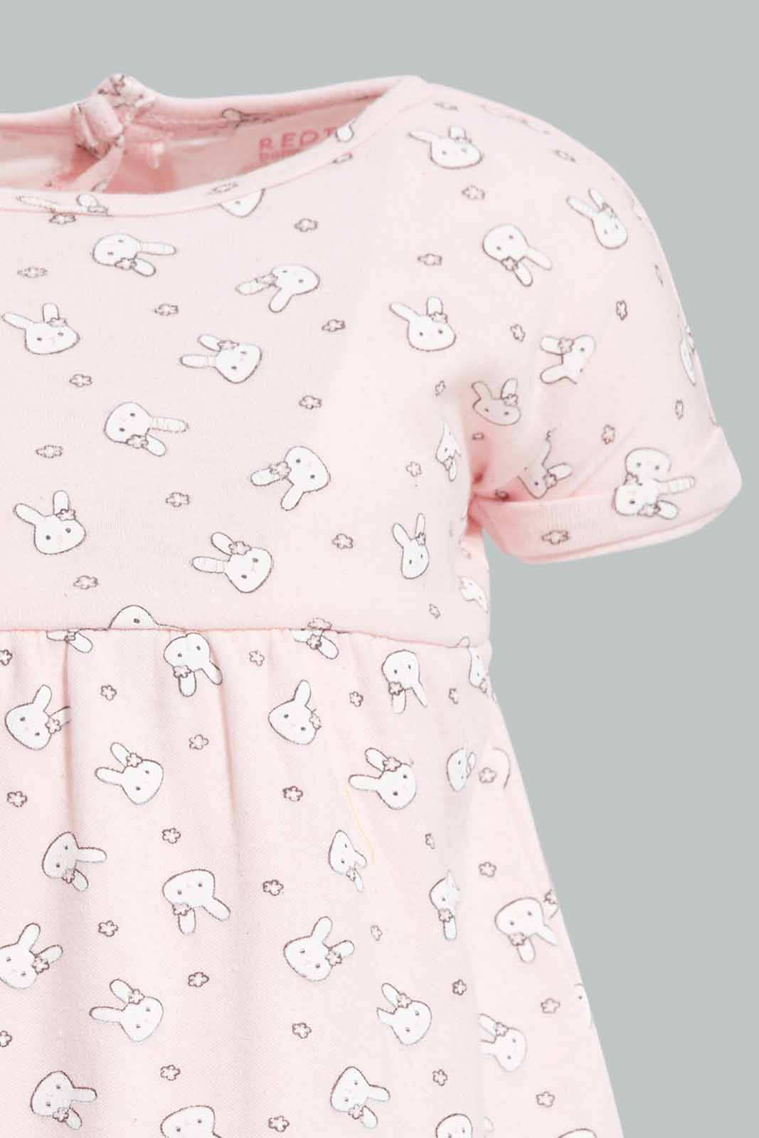 Redtag-Pink-Printed-Dress-APL,-Category:Dresses,-Colour:Apricot,-Deals:New-In,-Filter:Baby-(0-to-12-Mths),-NBG-Dresses,-New-In-NBG-APL,-Non-Sale,-PPE,-Section:Girls-(0-to-14Yrs),-W22O-Baby-0 to 12 Months