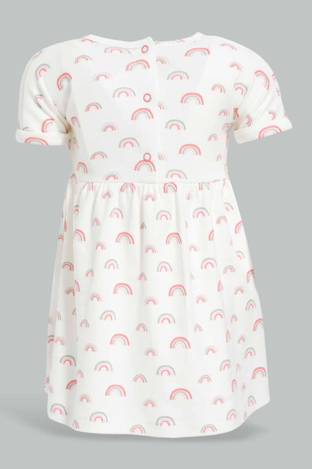 Redtag-White-Printed-Dress-APL,-Category:Dresses,-Colour:White,-Deals:New-In,-Filter:Baby-(0-to-12-Mths),-NBG-Dresses,-NDAY,-New-In-NBG-APL,-Non-Sale,-PPE,-Section:Girls-(0-to-14Yrs),-W22O-Baby-0 to 12 Months