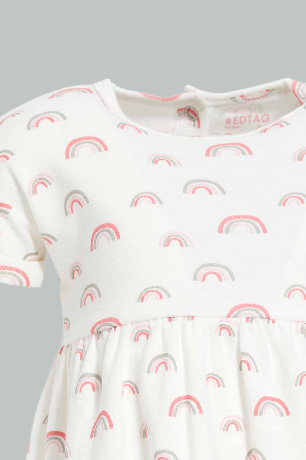 Redtag-White-Printed-Dress-APL,-Category:Dresses,-Colour:White,-Deals:New-In,-Filter:Baby-(0-to-12-Mths),-NBG-Dresses,-NDAY,-New-In-NBG-APL,-Non-Sale,-PPE,-Section:Girls-(0-to-14Yrs),-W22O-Baby-0 to 12 Months