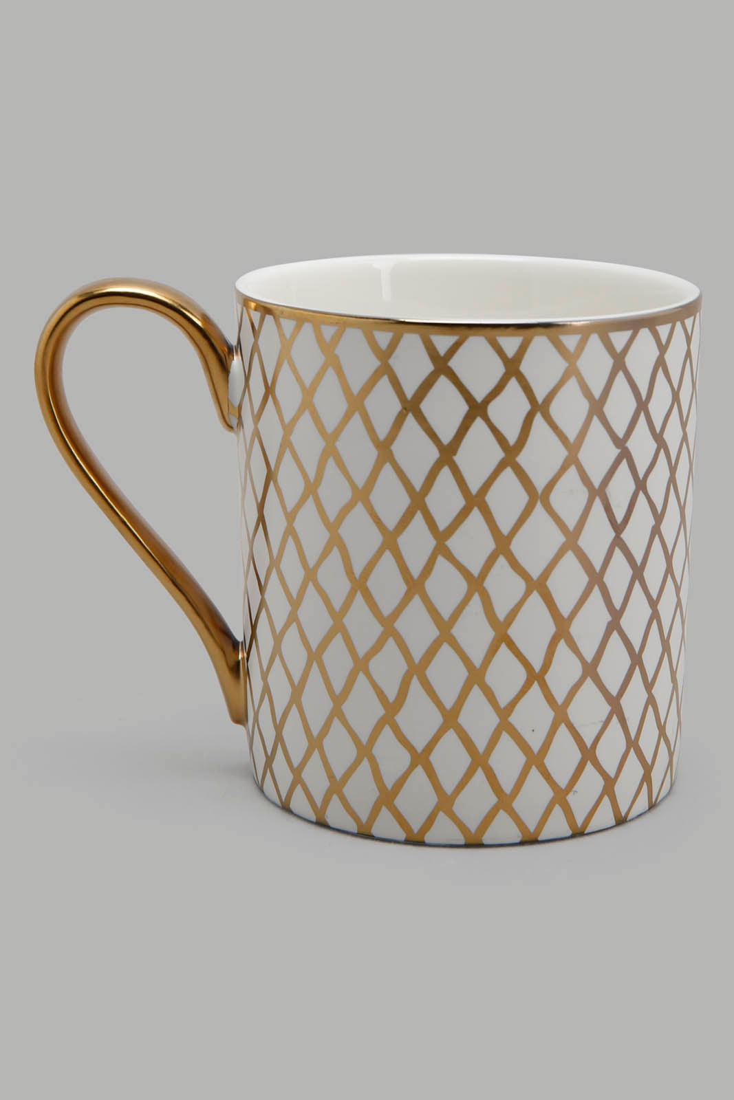 Redtag-Gold/White-Geometric-Mug-Category:Cups-&-Mugs,-Colour:White,-Deals:New-In,-Filter:Home-Dining,-HMW-DIN-Crockery,-New-In-HMW-DIN,-Section:Homewares,-W22O-Home-Dining-