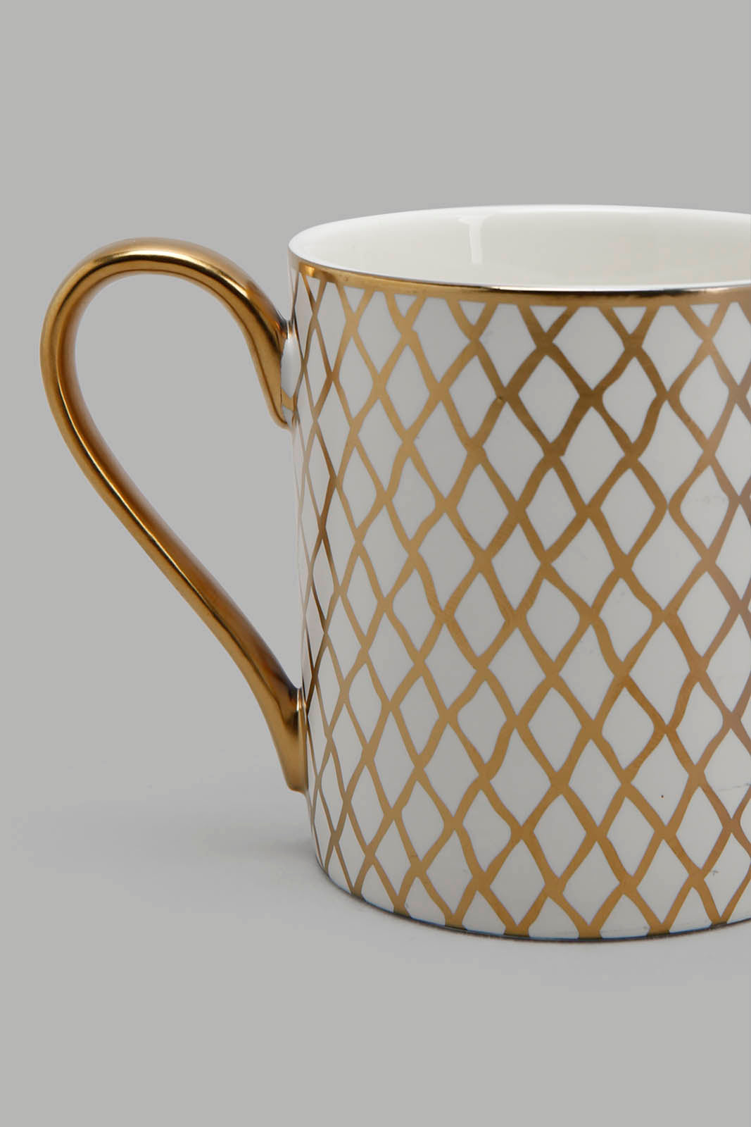 Redtag-Gold/White-Geometric-Mug-Category:Cups-&-Mugs,-Colour:White,-Deals:New-In,-Filter:Home-Dining,-HMW-DIN-Crockery,-New-In-HMW-DIN,-Section:Homewares,-W22O-Home-Dining-