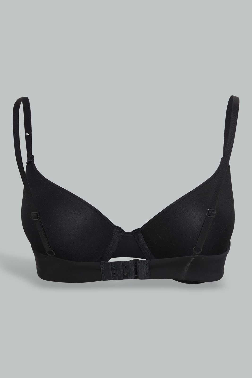Redtag-Black/Beige/White-Plain-Plunge-Bra-(3-Pack)-Plunge-Bras-Women's-
