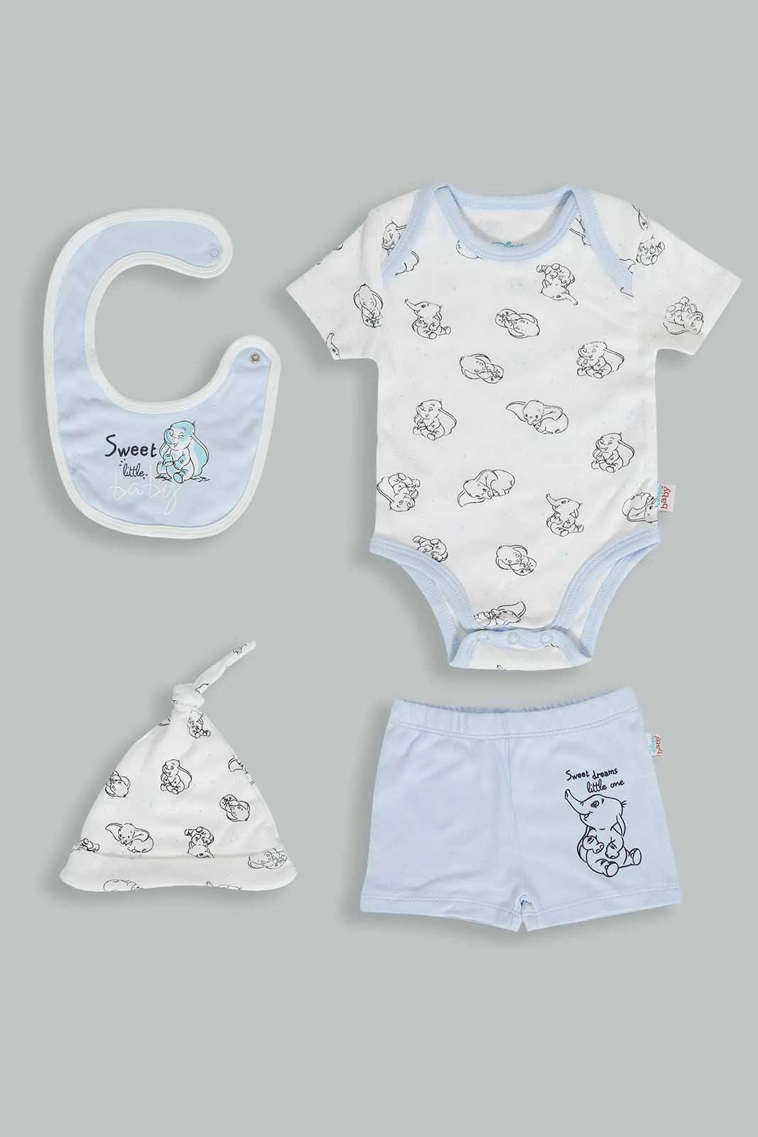 Redtag-Blue-Dumbo-4-Pcs-Gift-Box-Gift-Sets-Baby-0 to 12 Months