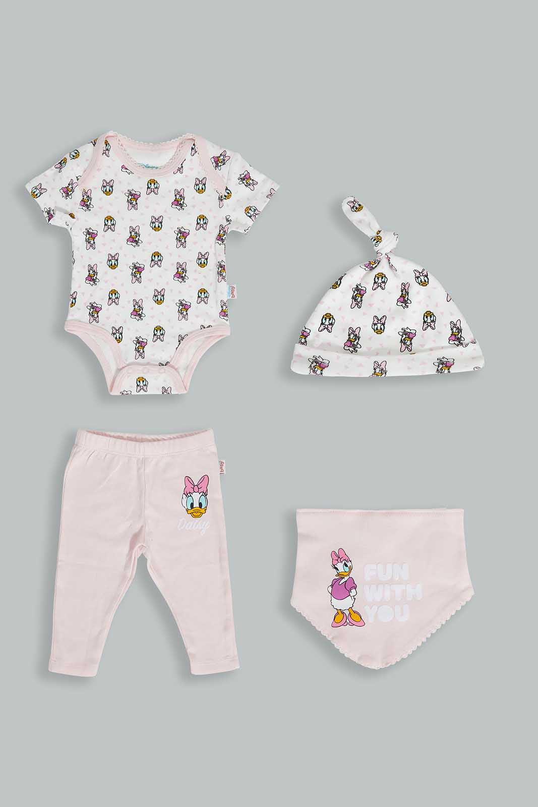 Redtag-Pink-Daisy-4-Pcs-Gift-Box-Gift-Sets-Baby-0 to 12 Months