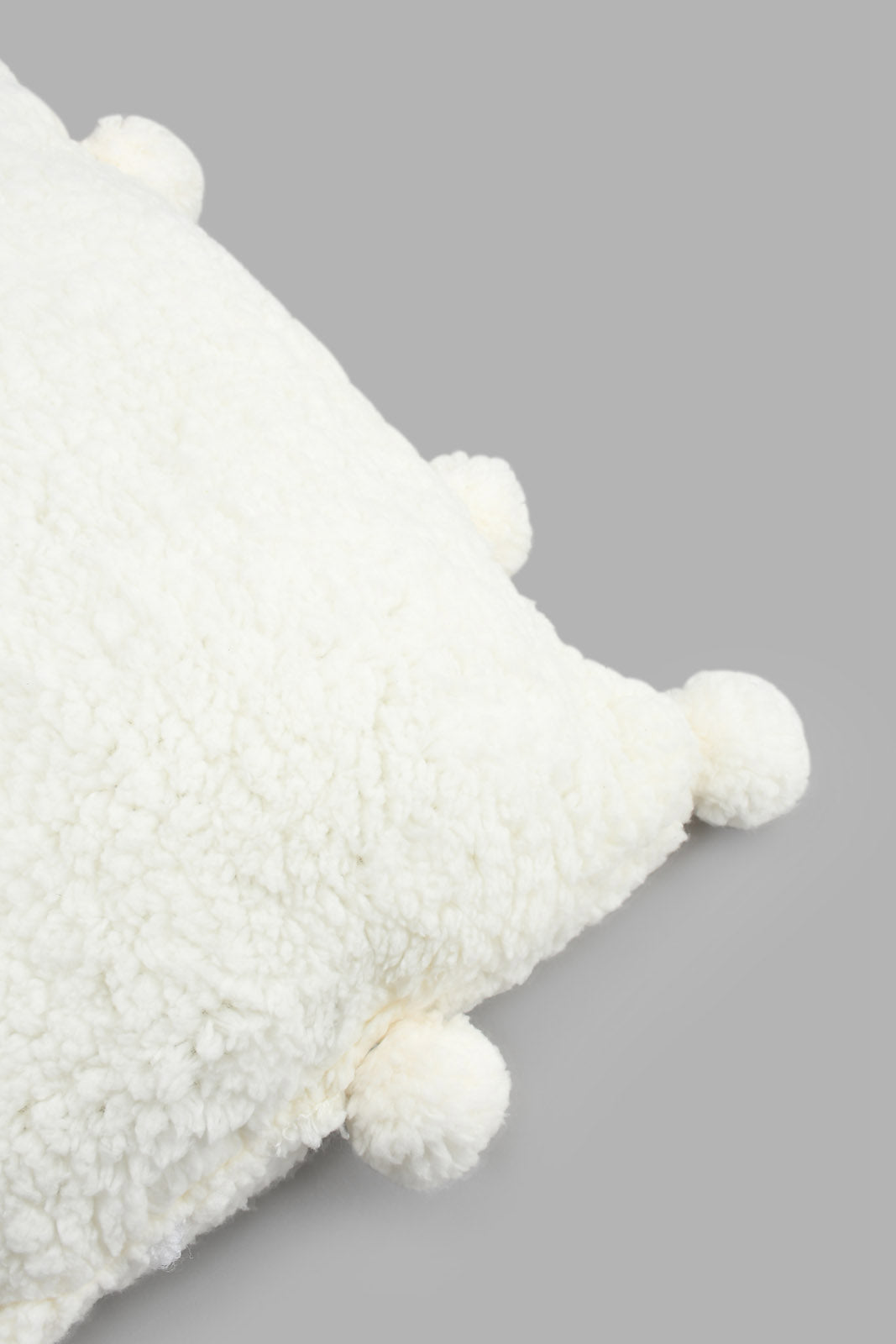 Ivory Sherpa Cushion With Pom Pom