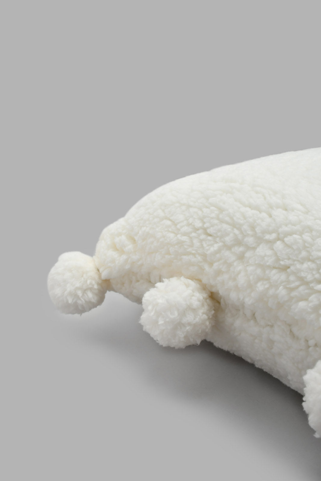 Ivory Sherpa Cushion With Pom Pom