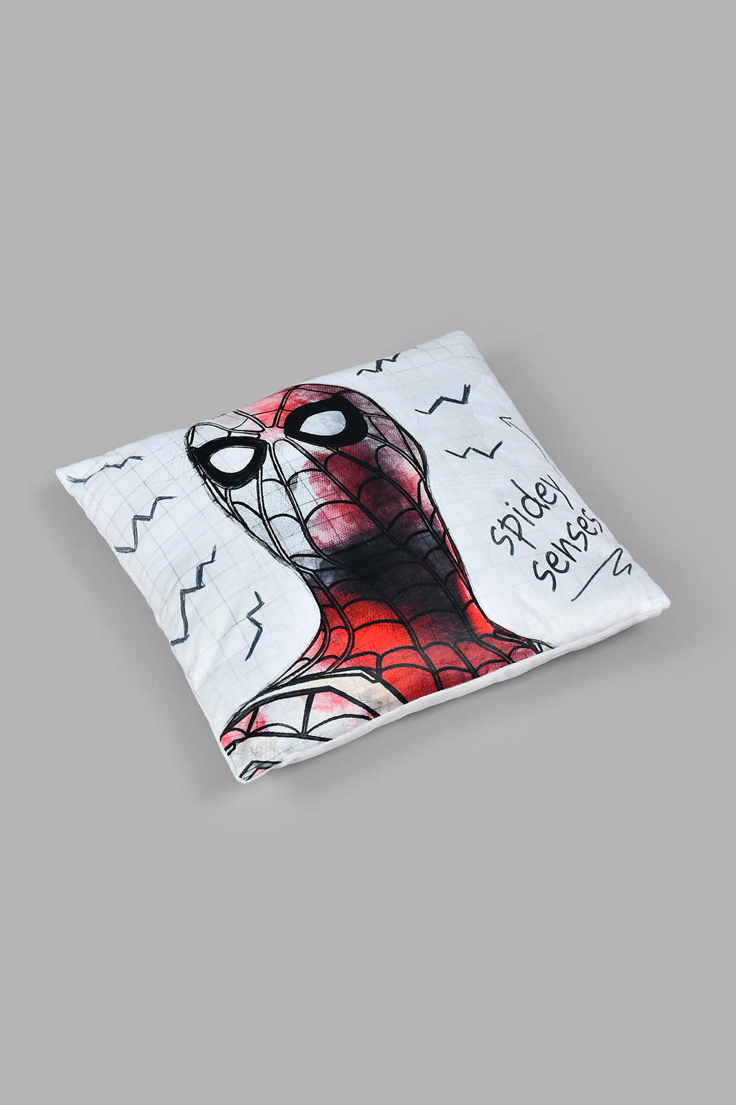 Redtag-White-Spiderman-Cushion-Character,-Colour:White,-Filter:Home-Bedroom,-HMW-BED-Cushions,-New-In,-New-In-HMW-BED,-Non-Sale,-S22A,-Section:Homewares-Home-Bedroom-