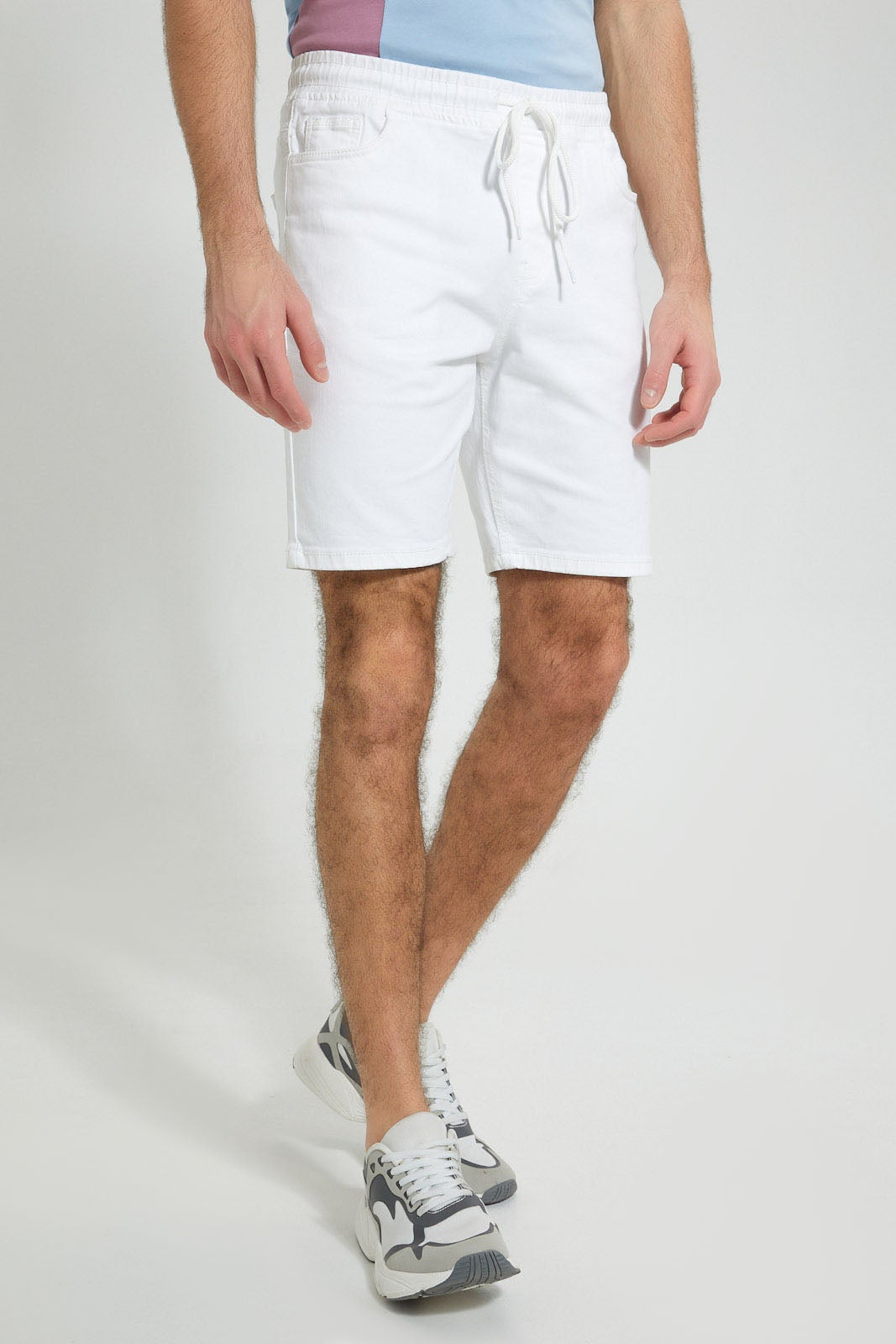 White Denim Pull On Shorts