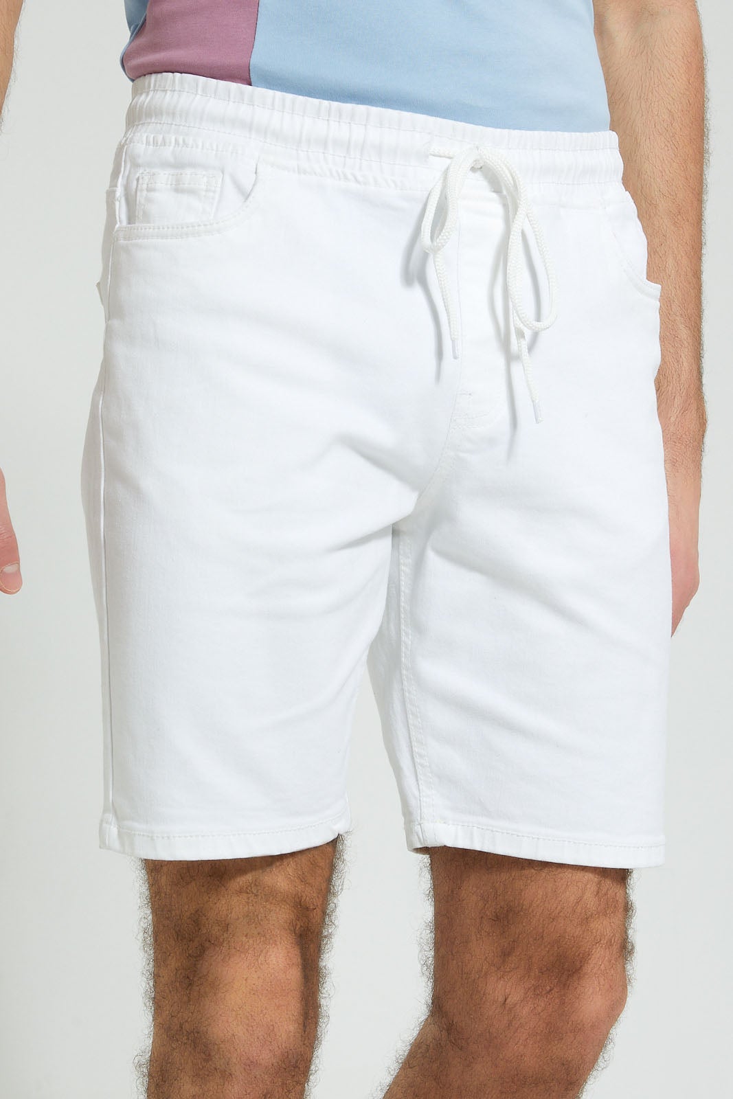 White Denim Pull On Shorts
