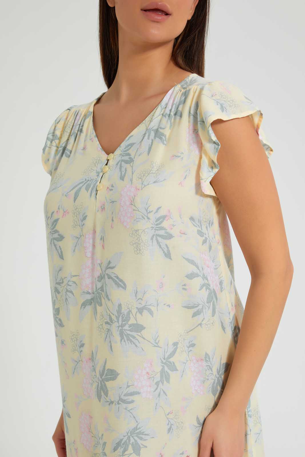 Redtag-Yellow-Floral-Printed-Nightgown-Nightgowns-Women's-