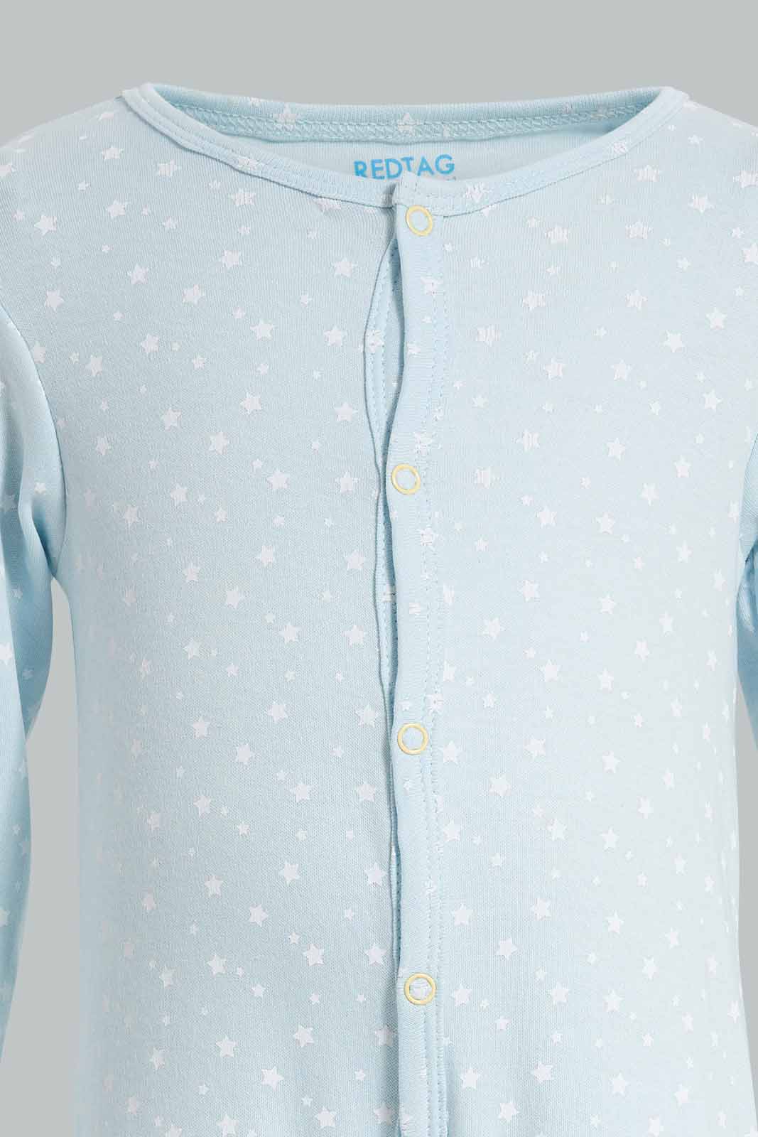 Redtag-Blue-Star-Print-Sleep-Suit-APL,-Category:Sleepsuits,-Colour:Blue,-Deals:New-In,-Filter:Baby-(0-to-12-Mths),-NBB-Sleepsuits,-New-In-NBB-APL,-Non-Sale,-PPE,-Section:Boys-(0-to-14Yrs),-W22O-Baby-0 to 12 Months