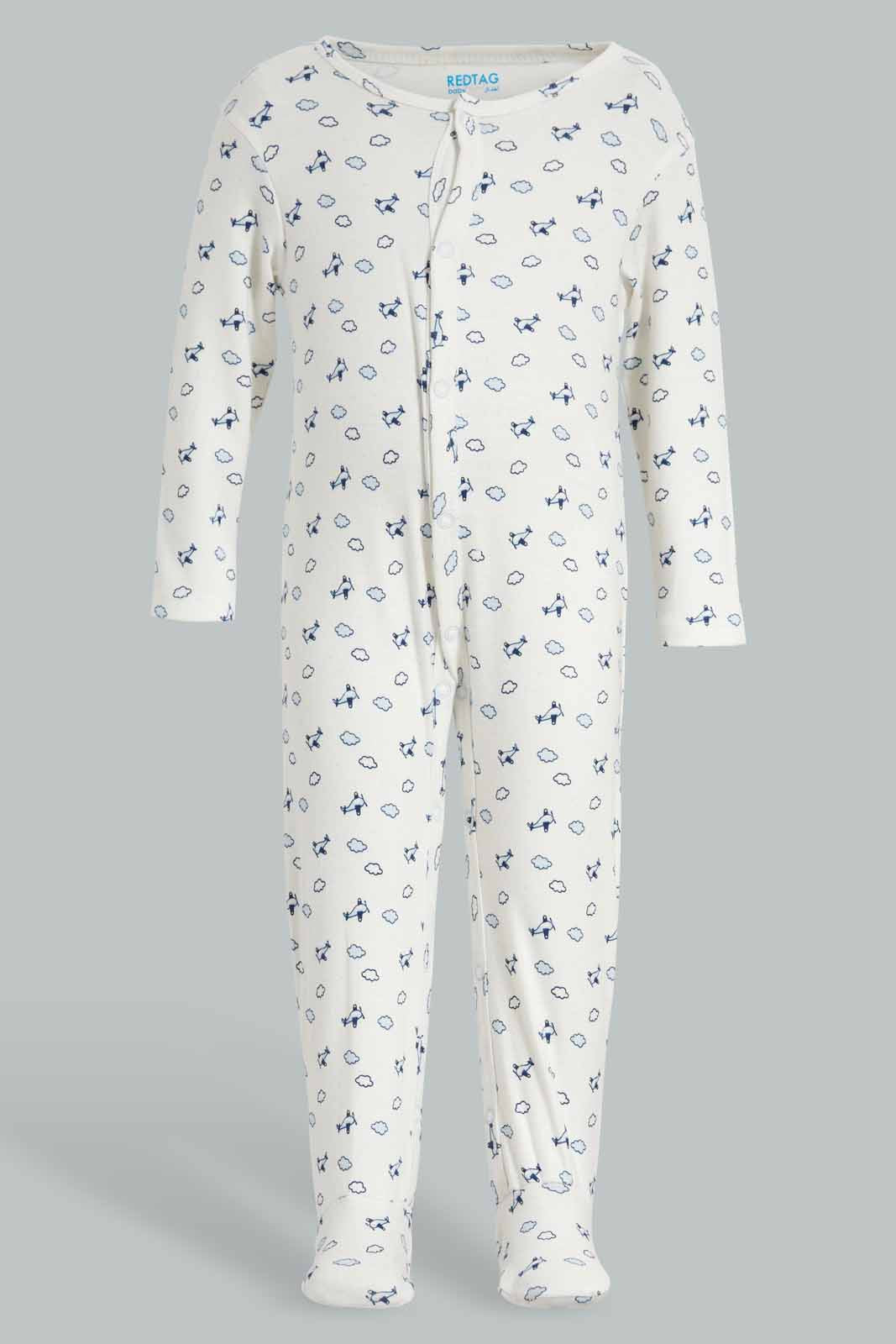 Redtag-White-Aeroplane-Sleep-Suit-APL,-Category:Sleepsuits,-Colour:White,-Deals:New-In,-Filter:Baby-(0-to-12-Mths),-NBB-Sleepsuits,-New-In-NBB-APL,-Non-Sale,-PPE,-Section:Boys-(0-to-14Yrs),-W22O-Baby-0 to 12 Months
