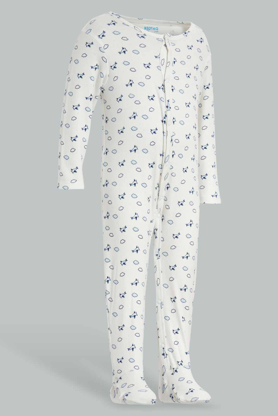 Redtag-White-Aeroplane-Sleep-Suit-APL,-Category:Sleepsuits,-Colour:White,-Deals:New-In,-Filter:Baby-(0-to-12-Mths),-NBB-Sleepsuits,-New-In-NBB-APL,-Non-Sale,-PPE,-Section:Boys-(0-to-14Yrs),-W22O-Baby-0 to 12 Months