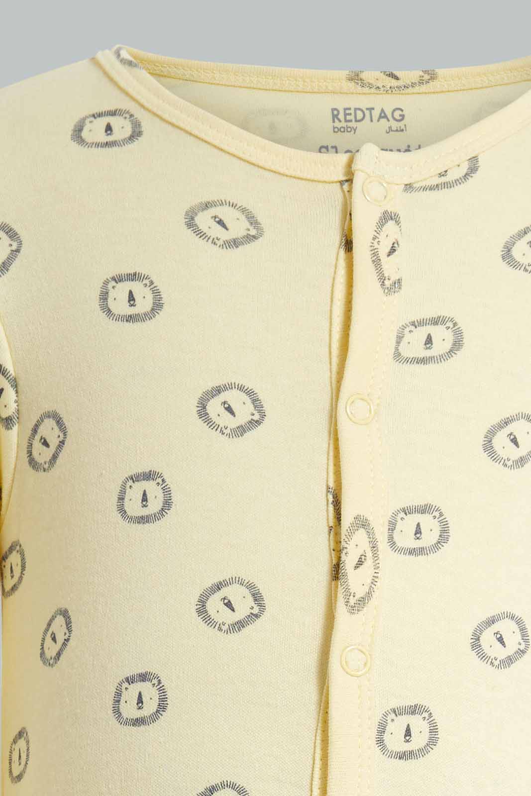 Redtag-Yellow-Lion-Print-Sleep-Suit-APL,-Category:Sleepsuits,-Colour:Yellow,-Deals:New-In,-Filter:Baby-(0-to-12-Mths),-NBB-Sleepsuits,-New-In-NBB-APL,-Non-Sale,-PPE,-Section:Boys-(0-to-14Yrs),-W22O-Baby-0 to 12 Months