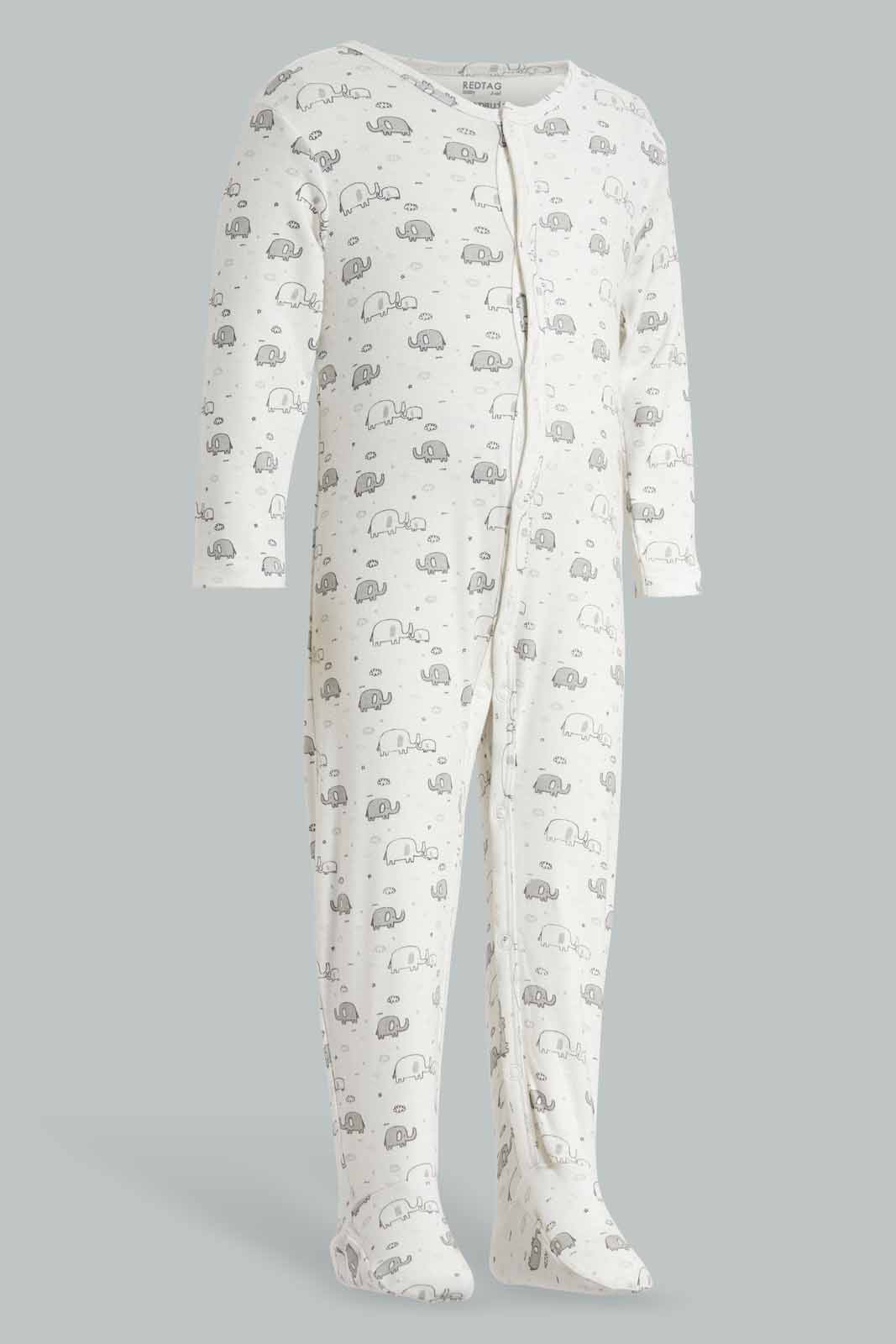 Redtag-Grey-Elephant-Print-Sleep-Suit-APL,-Category:Sleepsuits,-Colour:Grey,-Deals:New-In,-Filter:Baby-(0-to-12-Mths),-NBB-Sleepsuits,-New-In-NBB-APL,-Non-Sale,-PPE,-Section:Boys-(0-to-14Yrs),-W22O-Baby-0 to 12 Months