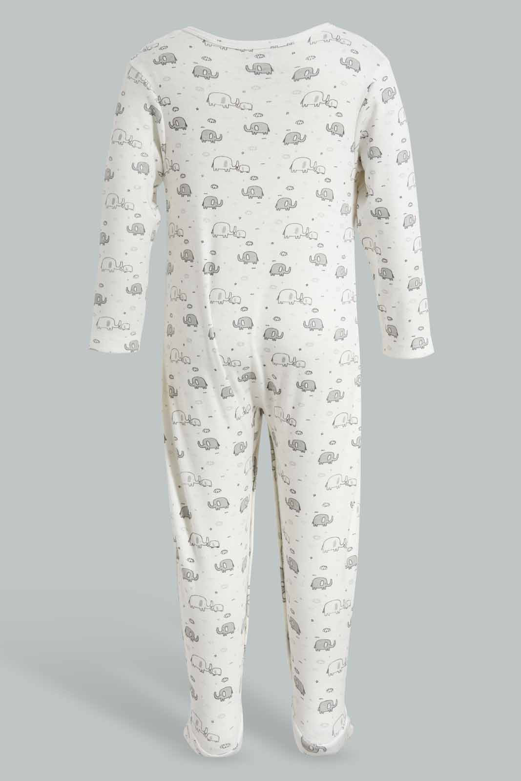 Redtag-Grey-Elephant-Print-Sleep-Suit-APL,-Category:Sleepsuits,-Colour:Grey,-Deals:New-In,-Filter:Baby-(0-to-12-Mths),-NBB-Sleepsuits,-New-In-NBB-APL,-Non-Sale,-PPE,-Section:Boys-(0-to-14Yrs),-W22O-Baby-0 to 12 Months