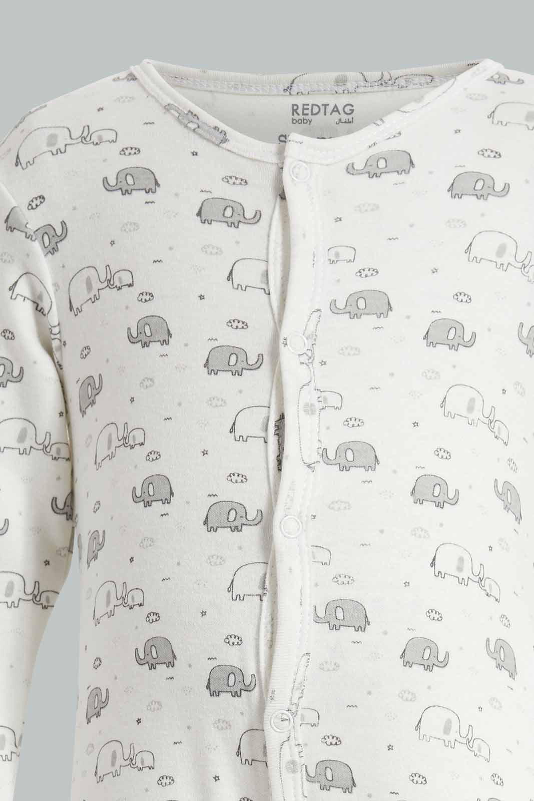 Redtag-Grey-Elephant-Print-Sleep-Suit-APL,-Category:Sleepsuits,-Colour:Grey,-Deals:New-In,-Filter:Baby-(0-to-12-Mths),-NBB-Sleepsuits,-New-In-NBB-APL,-Non-Sale,-PPE,-Section:Boys-(0-to-14Yrs),-W22O-Baby-0 to 12 Months