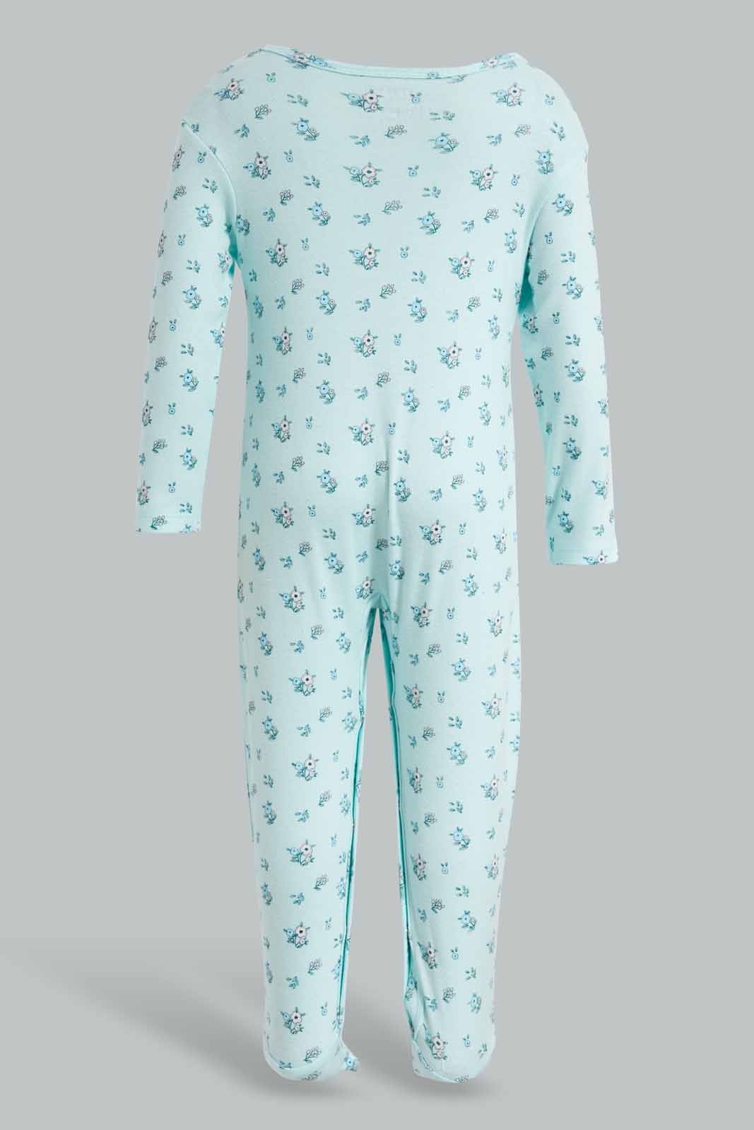 Redtag-Mint-Floral-Sleep-Suit-APL,-Category:Sleepsuits,-Colour:Mint,-Deals:New-In,-Filter:Baby-(0-to-12-Mths),-NBG-Sleepsuits,-New-In-NBG-APL,-Non-Sale,-PPE,-Section:Girls-(0-to-14Yrs),-W22O-Baby-0 to 12 Months