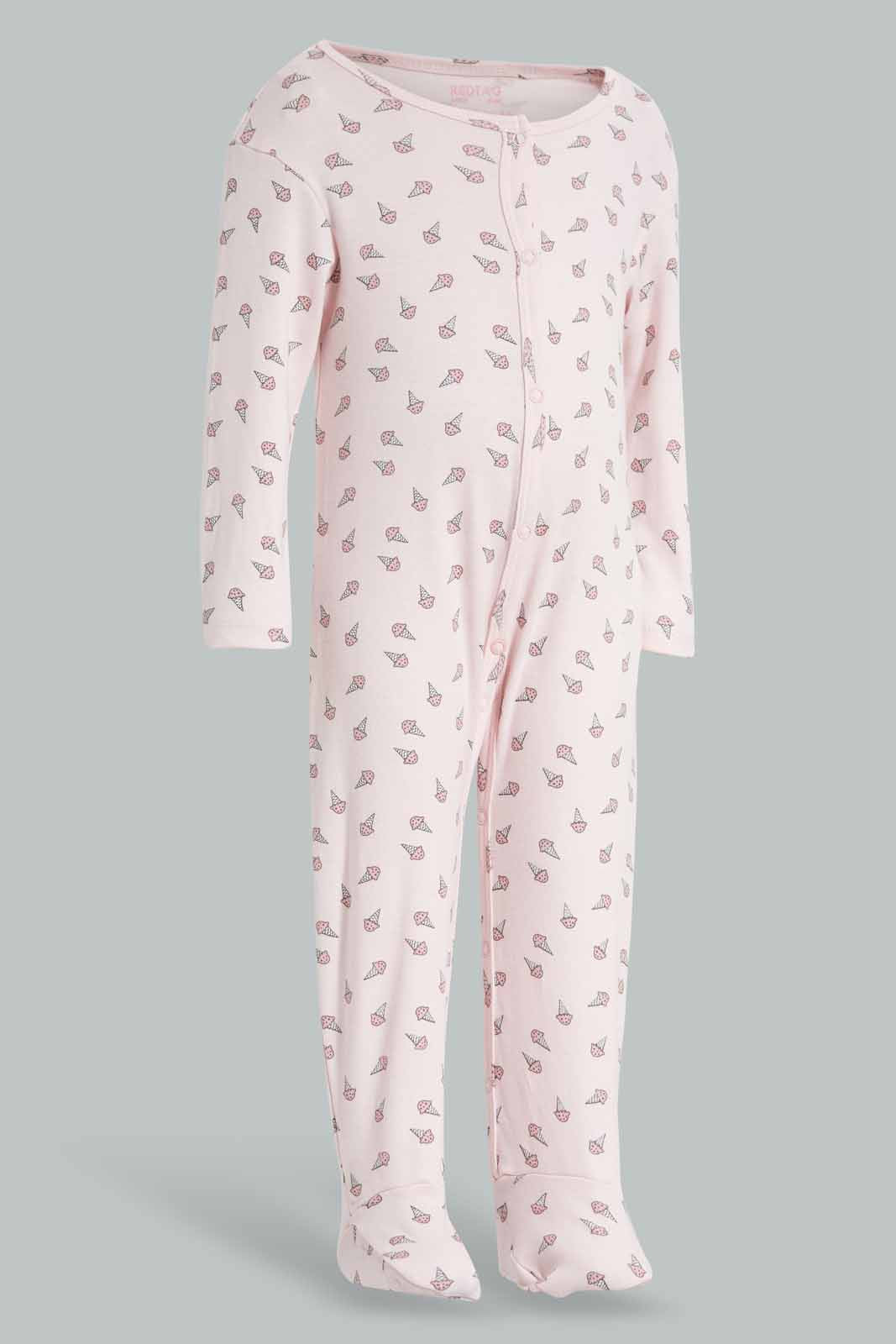 Redtag-Pink-Candy-Sleep-Suit-APL,-Category:Sleepsuits,-Colour:Apricot,-Deals:New-In,-Filter:Baby-(0-to-12-Mths),-NBG-Sleepsuits,-New-In-NBG-APL,-Non-Sale,-PPE,-Section:Girls-(0-to-14Yrs),-W22O-Baby-0 to 12 Months