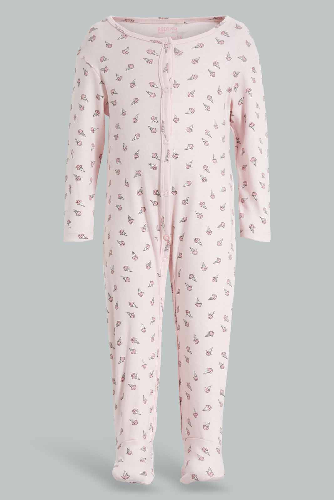 Redtag-Pink-Candy-Sleep-Suit-APL,-Category:Sleepsuits,-Colour:Apricot,-Deals:New-In,-Filter:Baby-(0-to-12-Mths),-NBG-Sleepsuits,-New-In-NBG-APL,-Non-Sale,-PPE,-Section:Girls-(0-to-14Yrs),-W22O-Baby-0 to 12 Months
