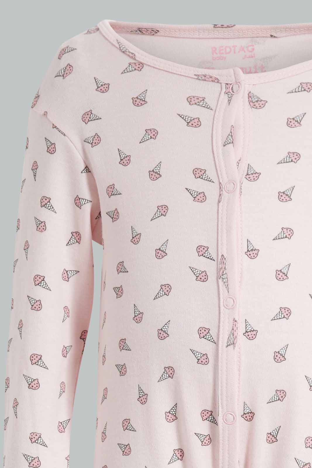 Redtag-Pink-Candy-Sleep-Suit-APL,-Category:Sleepsuits,-Colour:Apricot,-Deals:New-In,-Filter:Baby-(0-to-12-Mths),-NBG-Sleepsuits,-New-In-NBG-APL,-Non-Sale,-PPE,-Section:Girls-(0-to-14Yrs),-W22O-Baby-0 to 12 Months