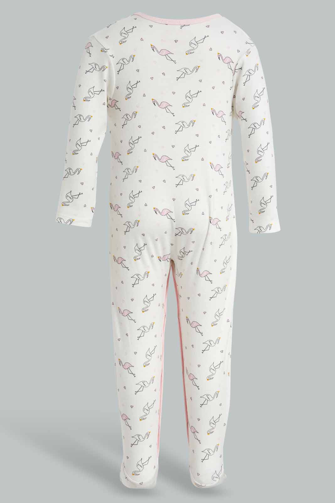 Redtag-Pink-Flamingo-Sleep-Suit-APL,-Category:Sleepsuits,-Colour:Apricot,-Deals:New-In,-Filter:Baby-(0-to-12-Mths),-NBG-Sleepsuits,-New-In-NBG-APL,-Non-Sale,-PPE,-Section:Girls-(0-to-14Yrs),-W22O-Baby-0 to 12 Months