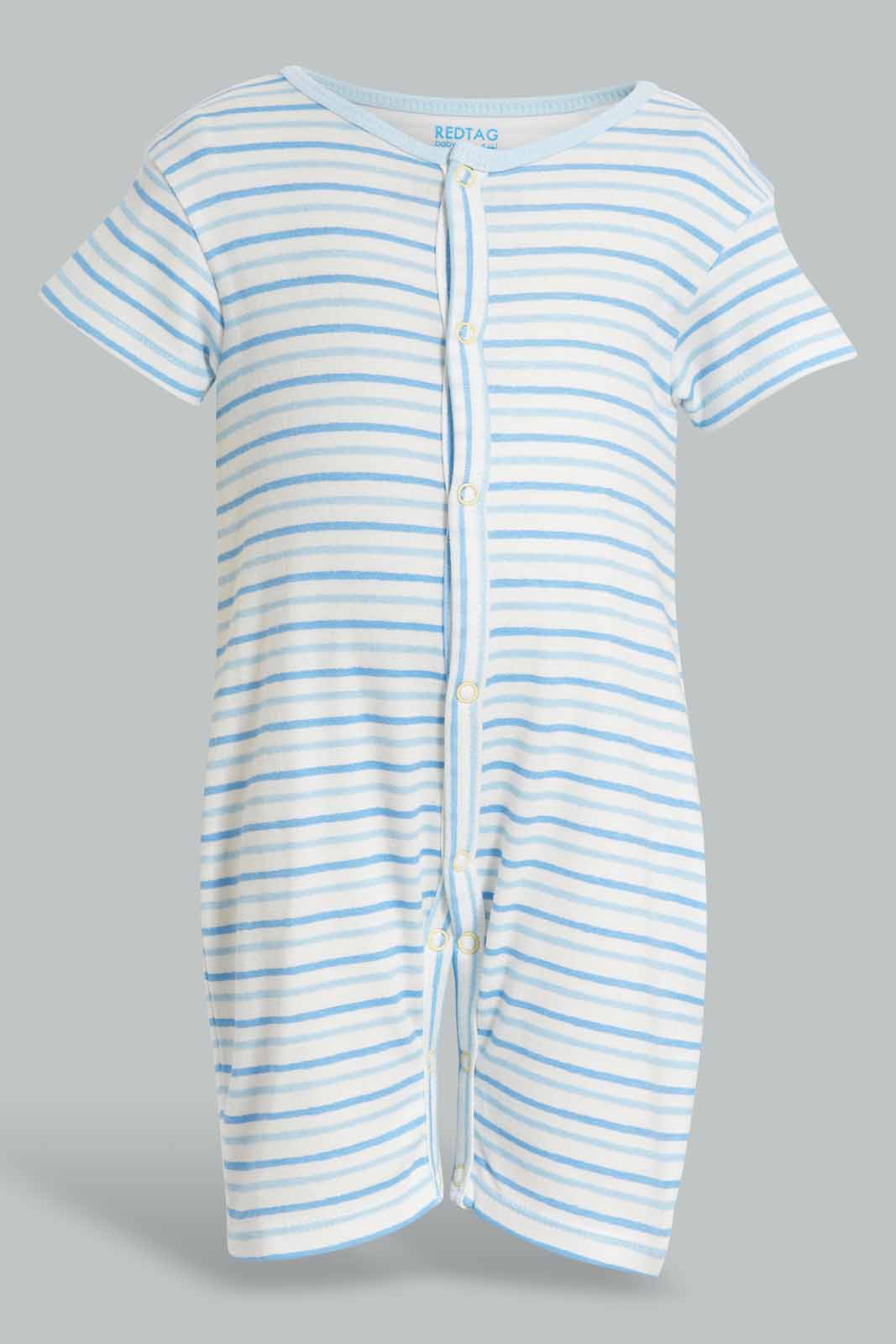Redtag-Blue-Stripe-Romper-APL,-Category:Rompers,-Colour:Blue,-Deals:New-In,-Filter:Baby-(0-to-12-Mths),-NBB-Rompers,-New-In-NBB-APL,-Non-Sale,-PPE,-Section:Boys-(0-to-14Yrs),-W22O-Baby-0 to 12 Months