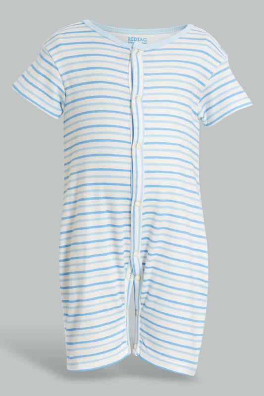 Redtag-Blue-Stripe-Romper-APL,-Category:Rompers,-Colour:Blue,-Deals:New-In,-Filter:Baby-(0-to-12-Mths),-NBB-Rompers,-New-In-NBB-APL,-Non-Sale,-PPE,-Section:Boys-(0-to-14Yrs),-W22O-Baby-0 to 12 Months