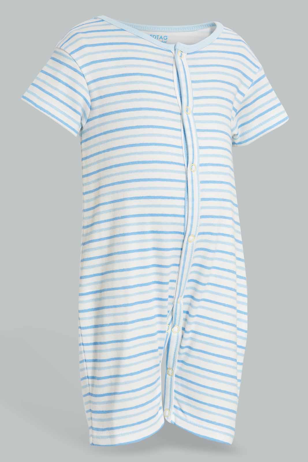 Redtag-Blue-Stripe-Romper-APL,-Category:Rompers,-Colour:Blue,-Deals:New-In,-Filter:Baby-(0-to-12-Mths),-NBB-Rompers,-New-In-NBB-APL,-Non-Sale,-PPE,-Section:Boys-(0-to-14Yrs),-W22O-Baby-0 to 12 Months